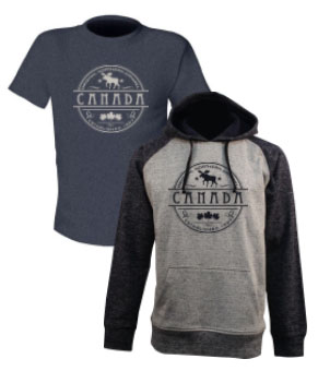 charcoal t-shirt being overlapped by a gray hoodie